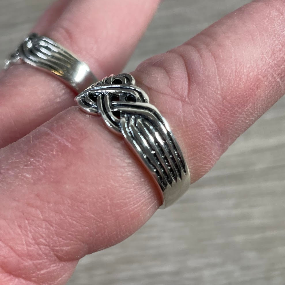 Braided infinity knot sterling silver ring for wholesale Celtic jewelry shops