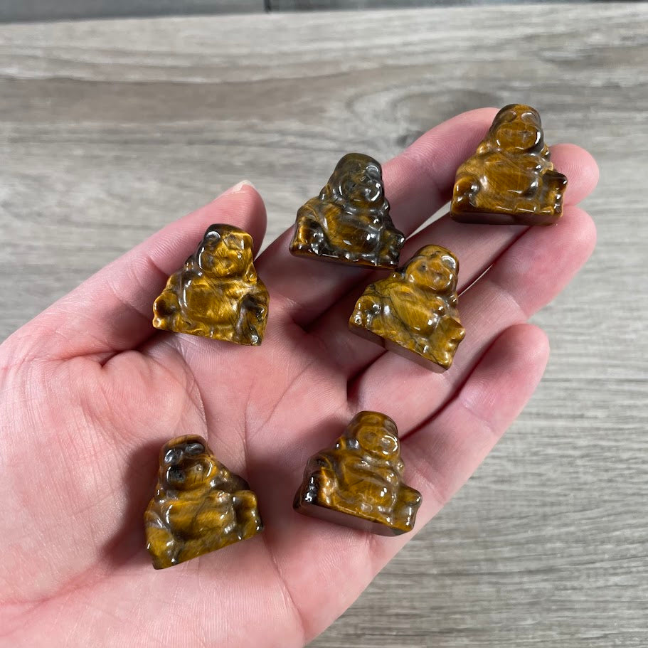 Tiger eye crystal Buddha carving for wholesale gift shops, spiritual boutiques, and zen decor