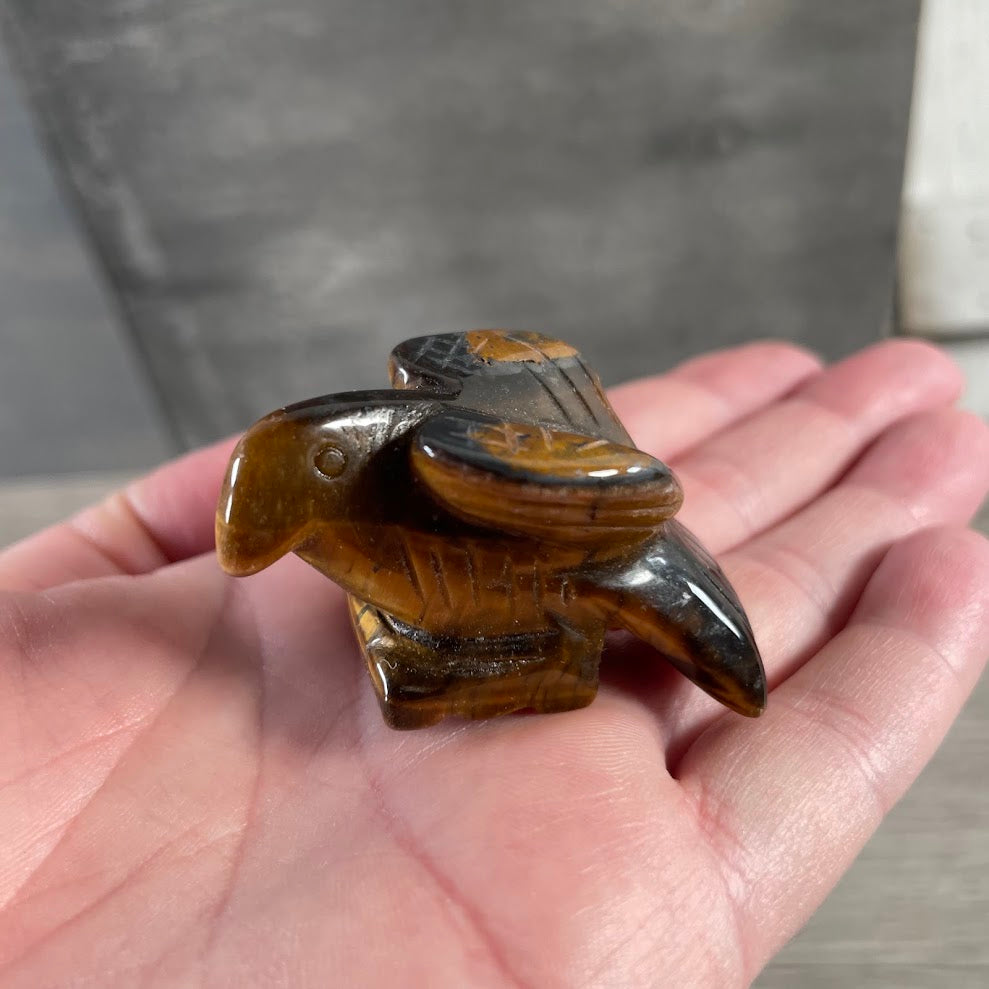 Tiger eye polished gemstone eagle statue for wholesale crystal and metaphysical stores