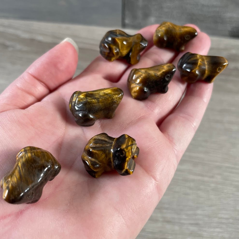 Tiger eye wholesale small gemstone frog figurines for crystal shops