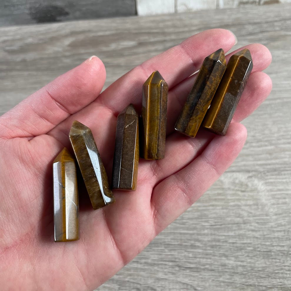 Small polished tiger eye crystal points wholesale jewelry supplies