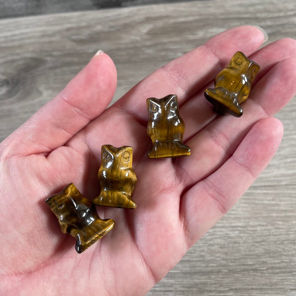 Tiger eye small animal owl statues gift shop supplier