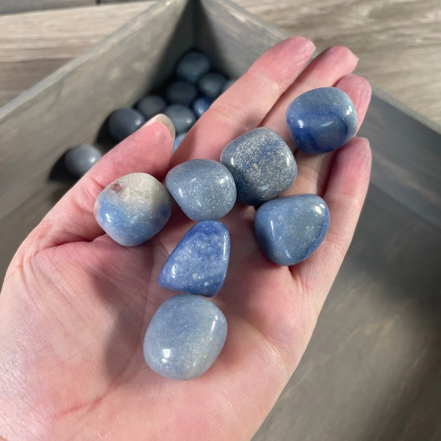 Tumbled blue quartz 1 pound lot of polished gemstones for wholesale crystal shops and resale