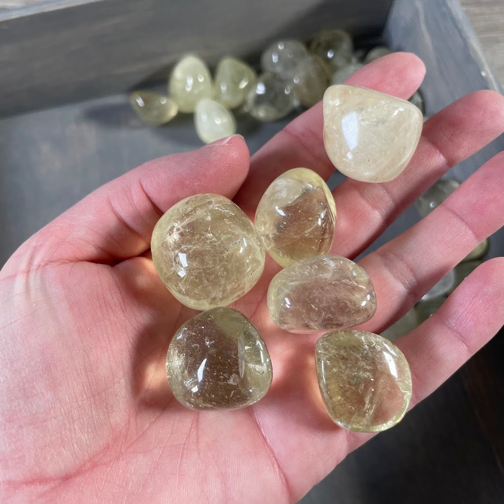 Tumbled Lemon Citrine stones 1 lb bulk lot of mini polished yellow citrine crystals