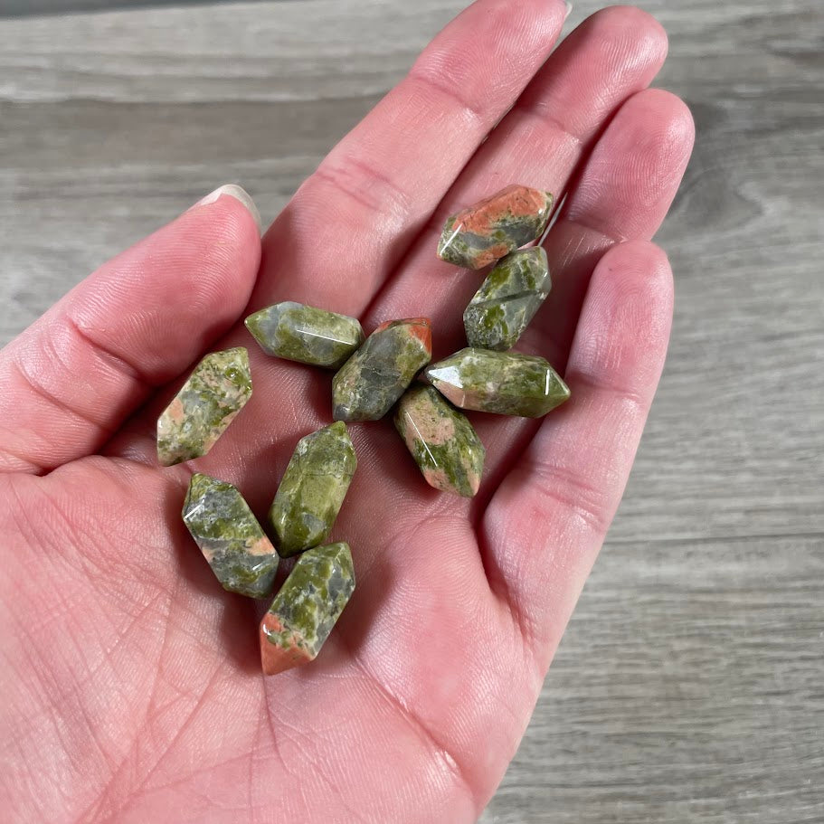 Small gemstone unakite points wholesale metaphysical shop inventory