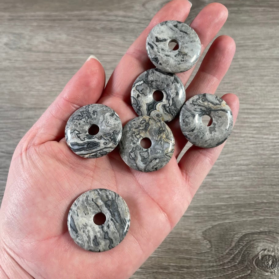 wavy lace jasper pi stone donut for crystal healing energy