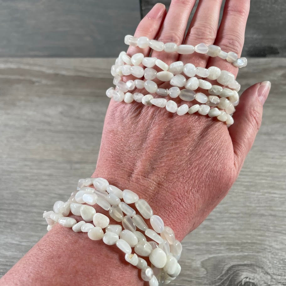 White moonstone natural stone nugget bracelet for wholesale jewelry resale