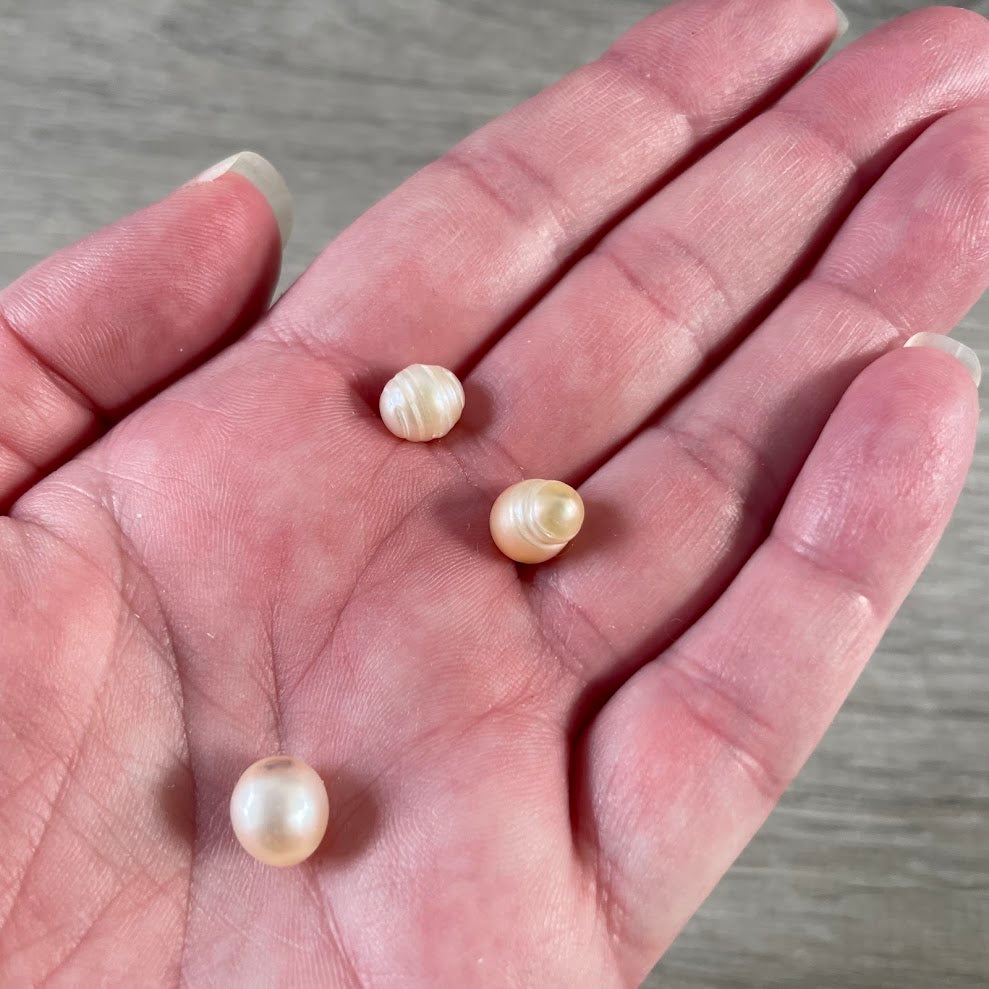 Set of 3 raw freshwater pearls for jewelry making and wire wrapping