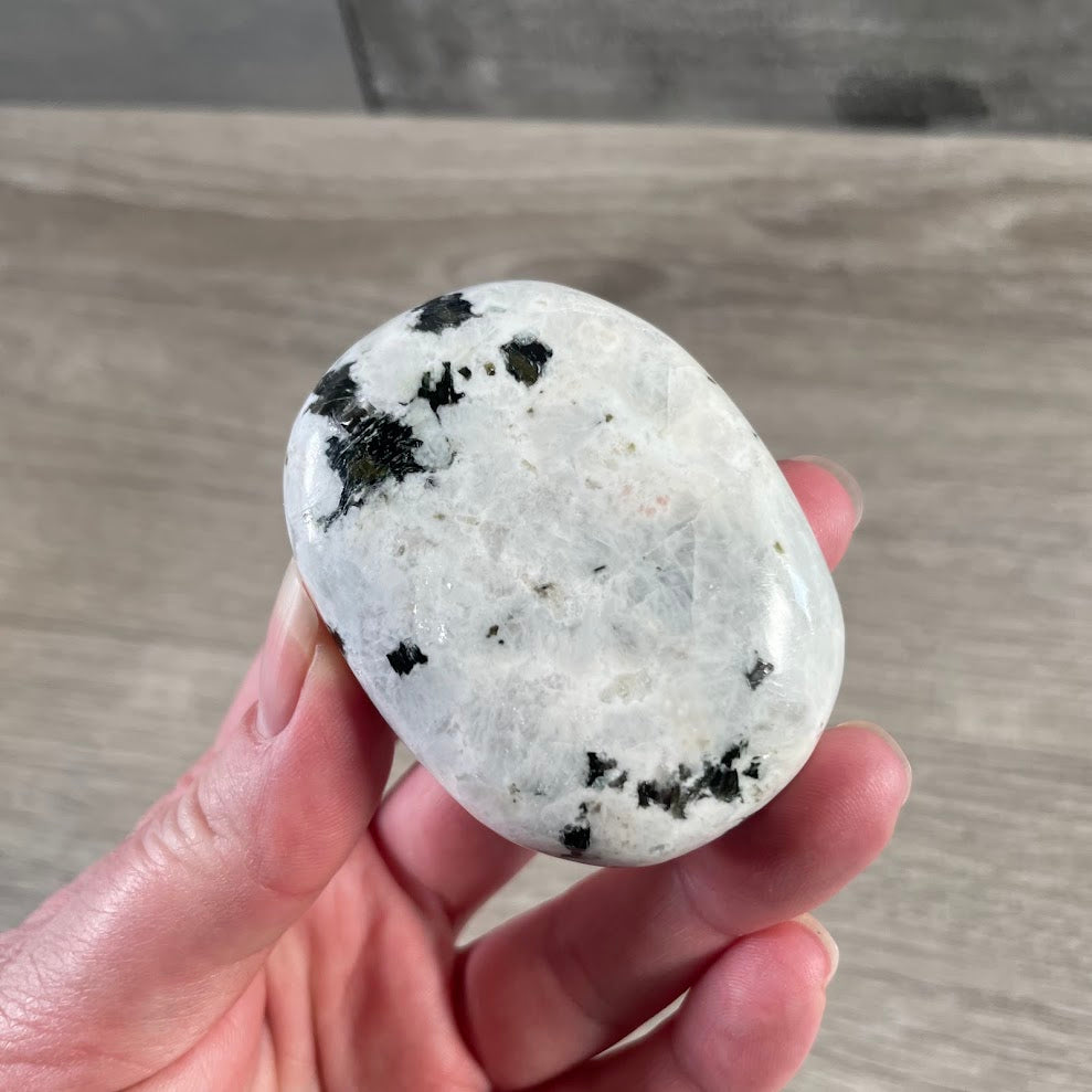 Oval Rainbow Moonstone crystal pocket stones with polished finish