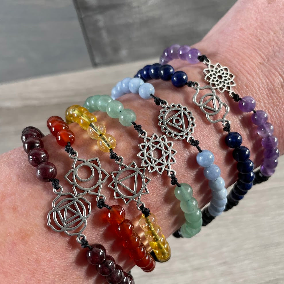Wholesale chakra bracelet set with 7 gemstone energy bracelets