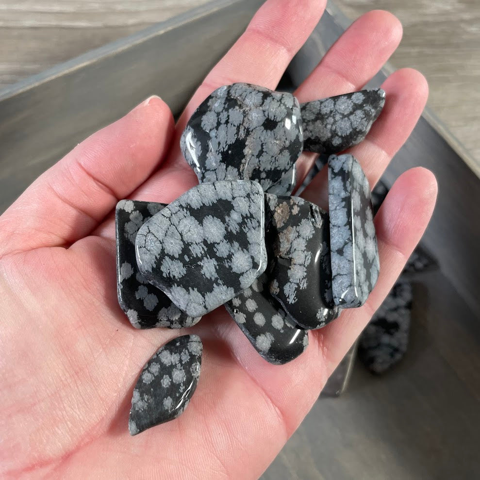 snowflake obsidian slabbed tumbled stones bulk