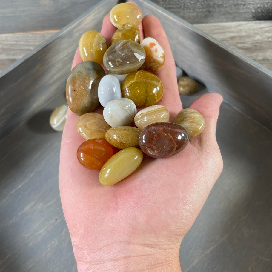 Yellow Persian Agate tumbled stones – 1 lb lot wholesale