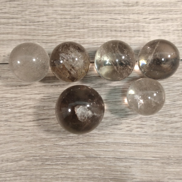 Clear to Smoky Quartz 18-27mm Sphere