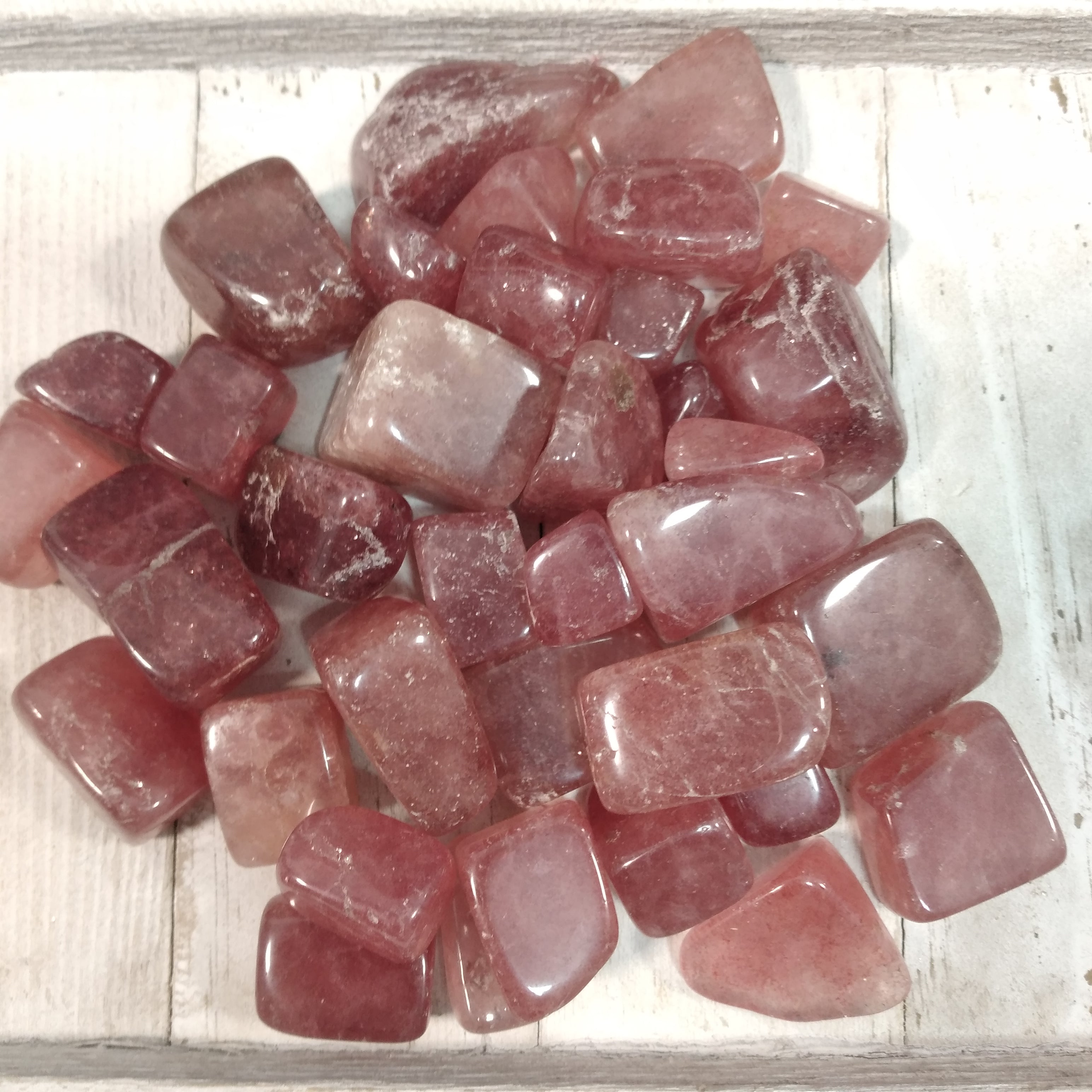 Bulk tumbled strawberry quartz crystals 1 pound lot