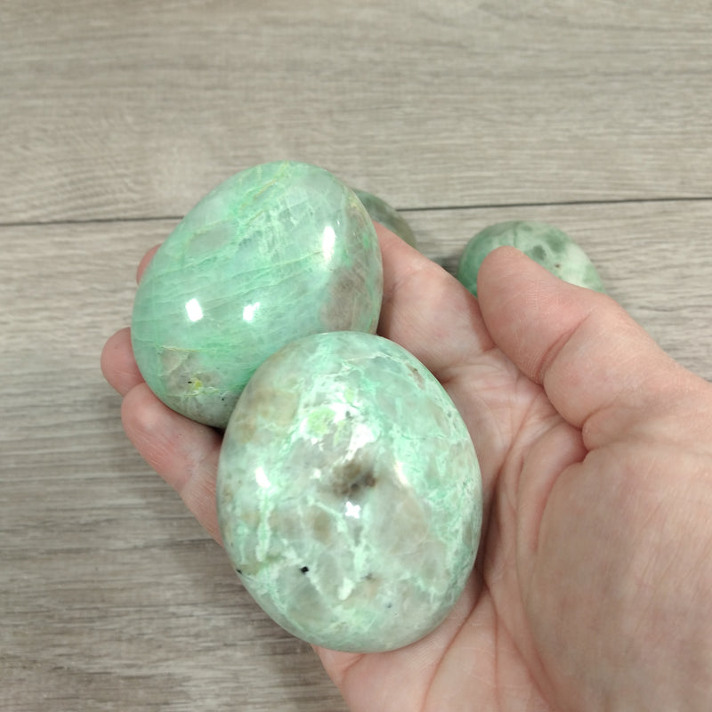 Green Moonstone Garnierite Palm Stone