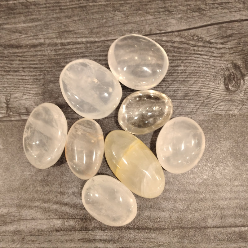 Small Clear and Smoky Quartz Palm Stones