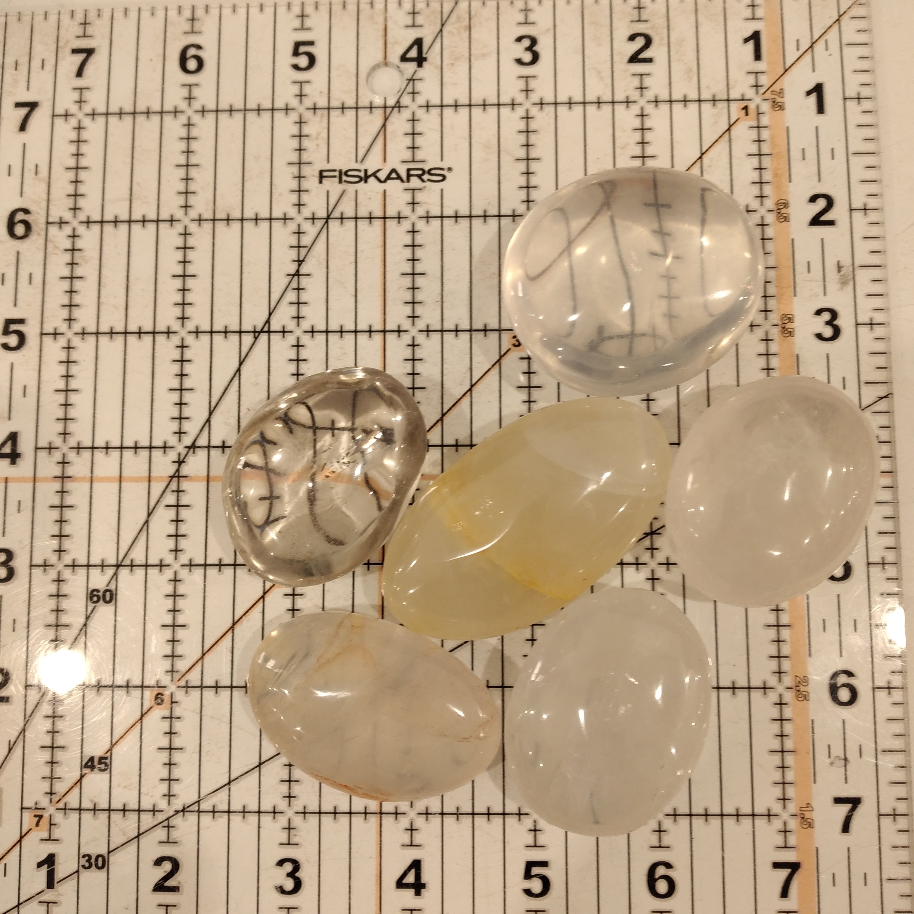 Smoky and Clear Quartz Palm Stone