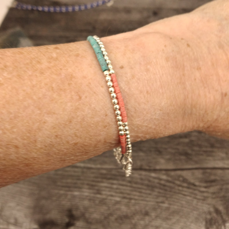 Turquoise and Coral bracelet