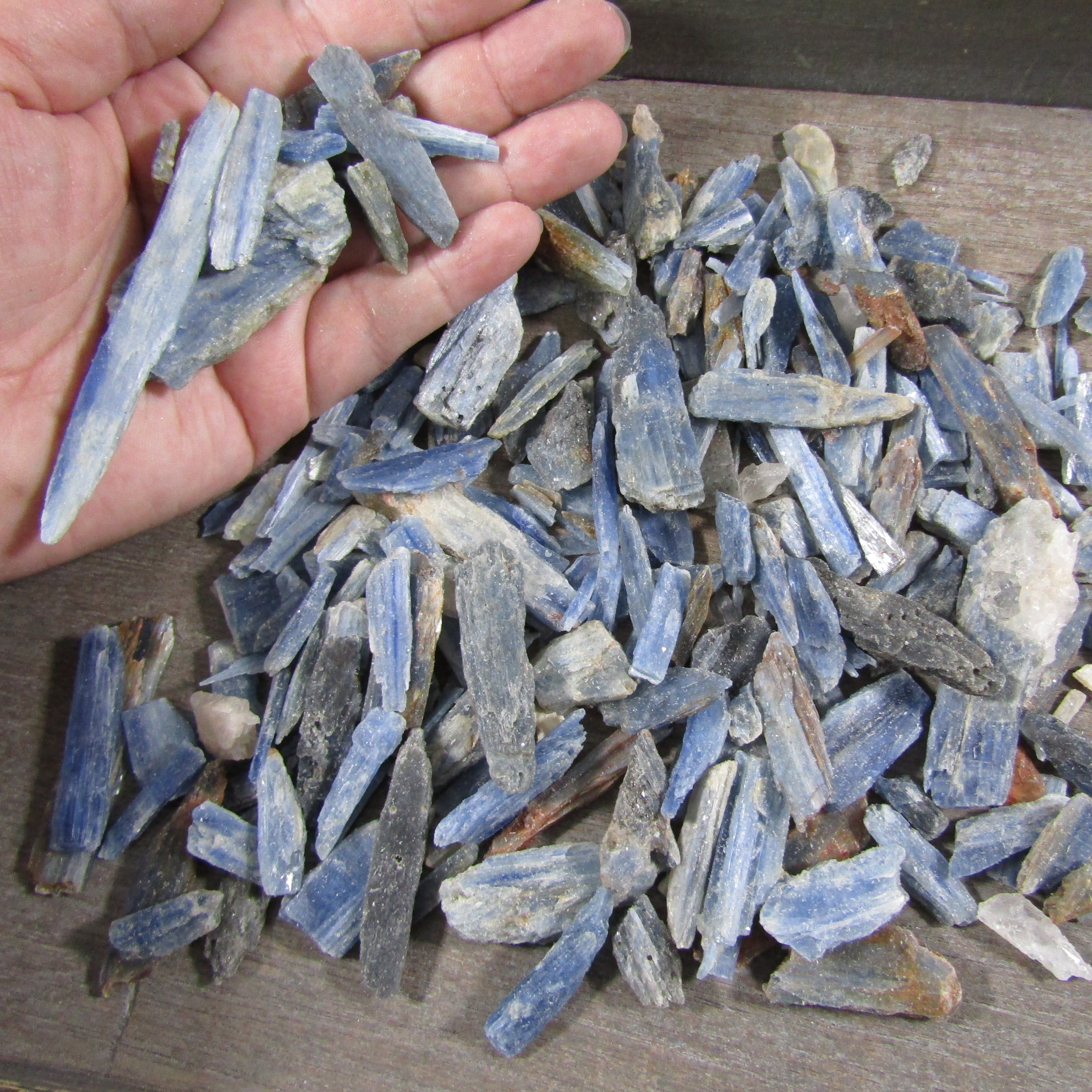 Natural Blue Kyanite Mix Size Blades 1 LB