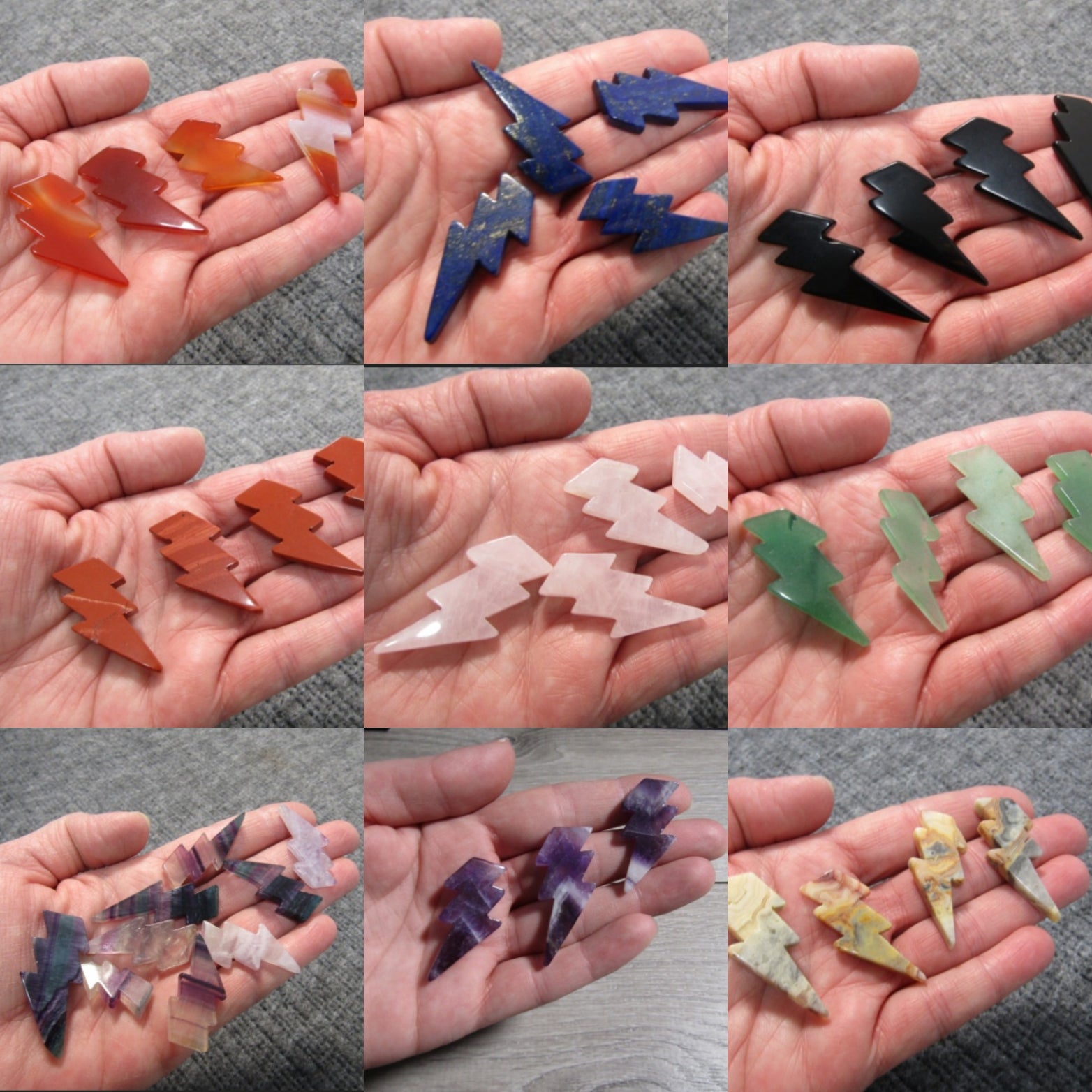 Gemstone 1 inch Lightning Bolts