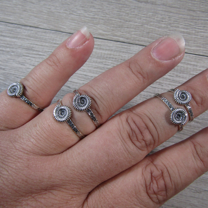 ammonite shaped silver ring