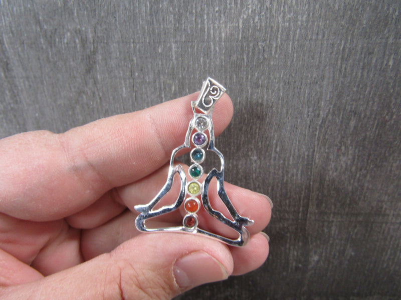 Sterling Silver Yogi Pendant - Chakra Gemstone