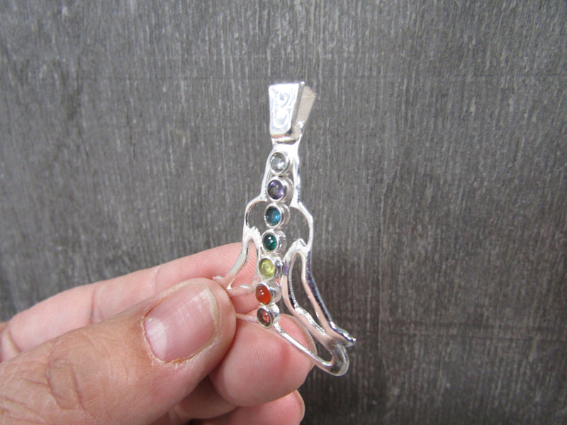 Sterling Silver Yogi Pendant - Chakra Gemstone