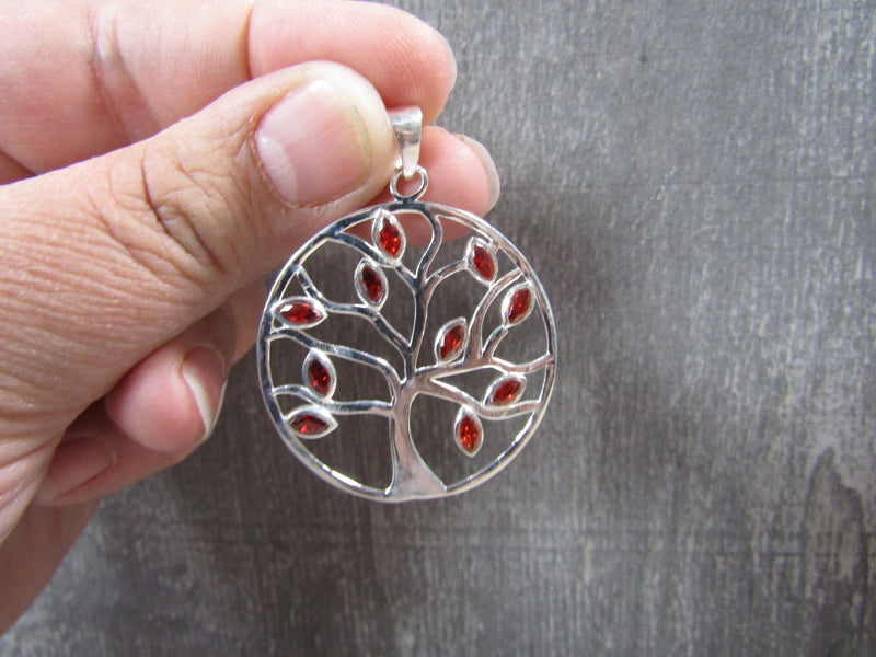 Sterling Silver Tree Of Life  Pendant - Assorted Gemstone