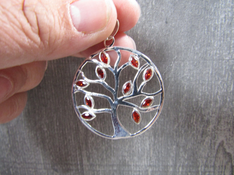 Sterling Silver Tree Of Life  Pendant - Assorted Gemstone