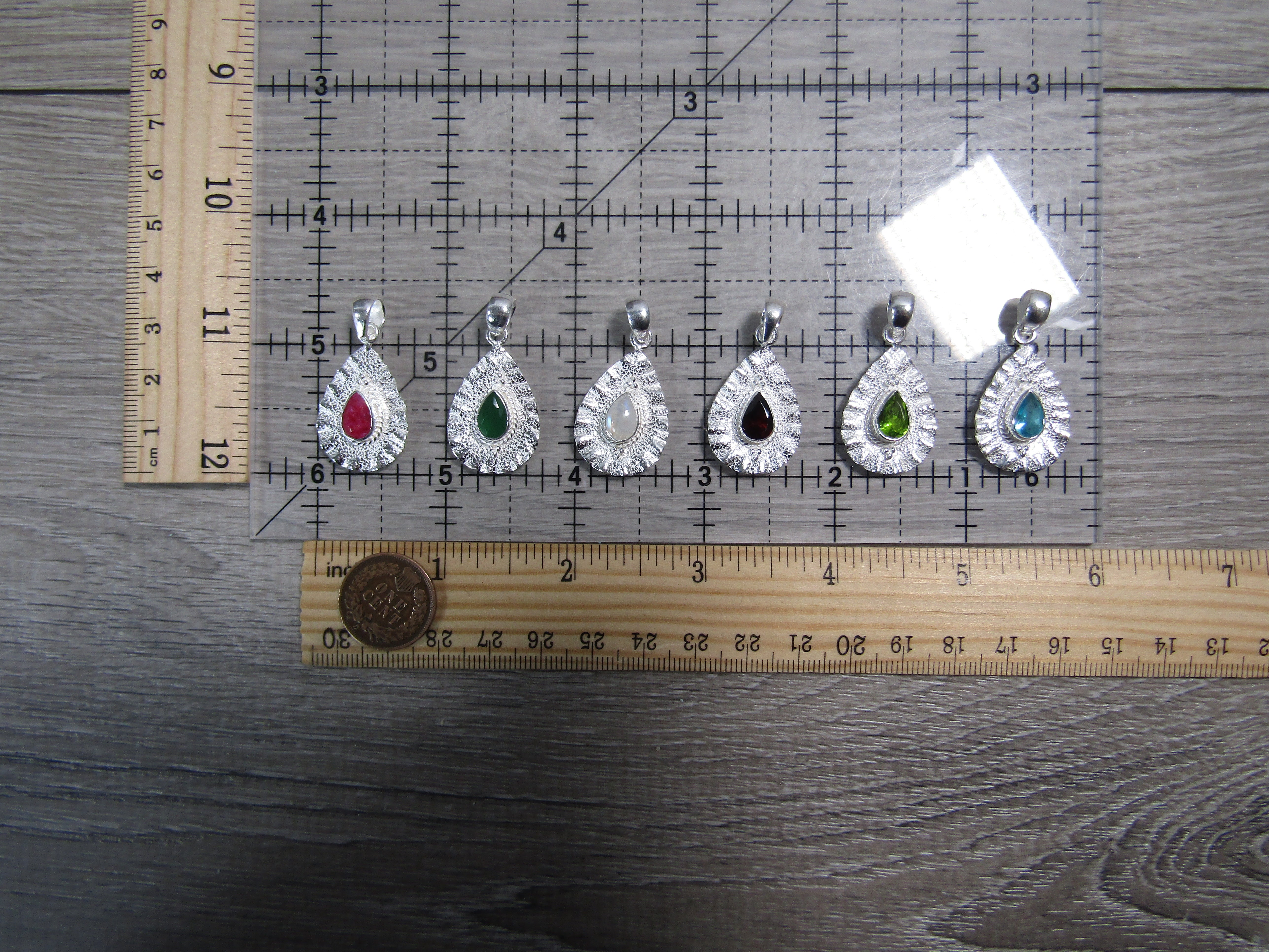 Sterling Silver Shell Pendant - Assorted Gemstone