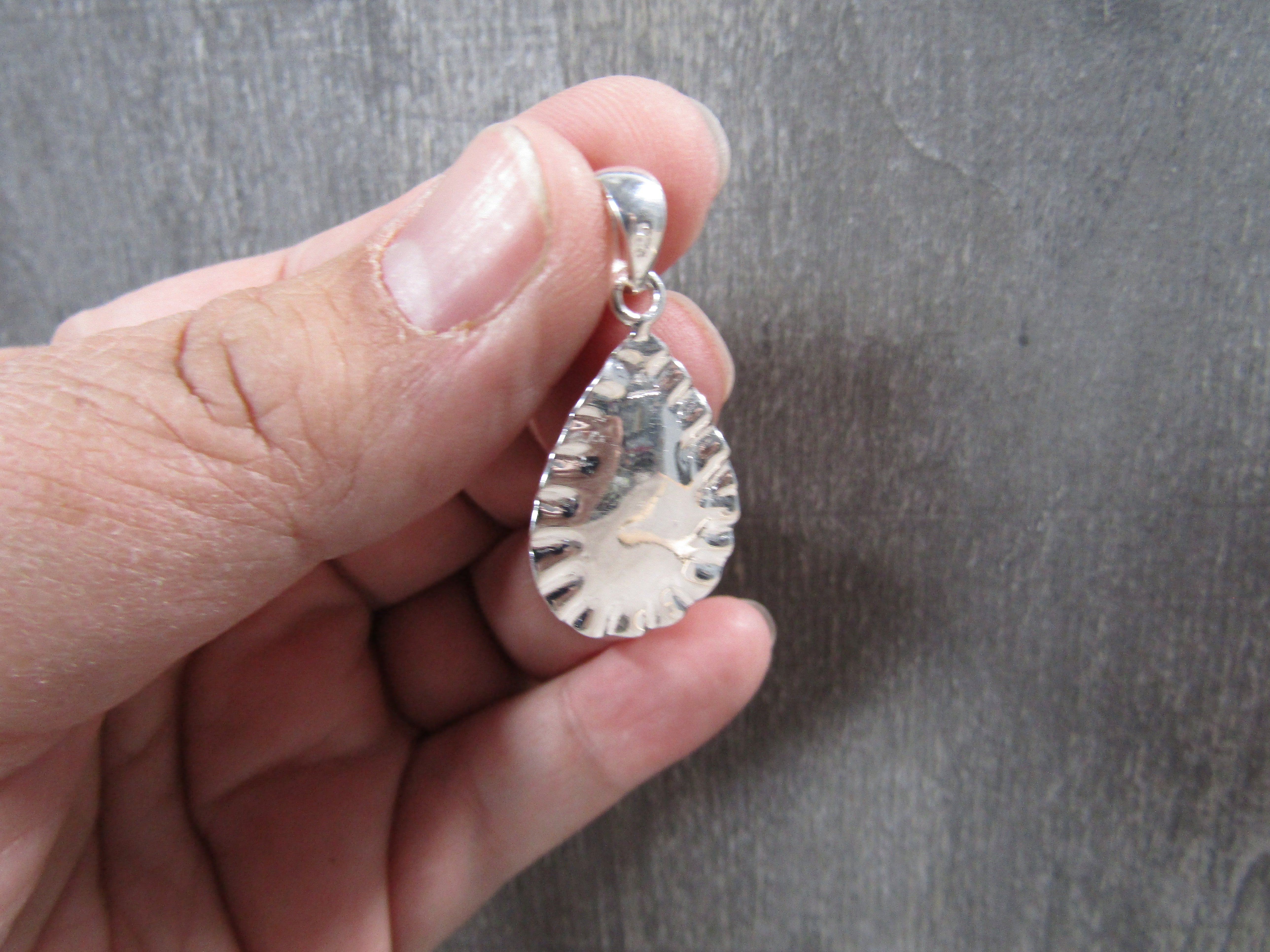 Sterling Silver Shell Pendant - Assorted Gemstone