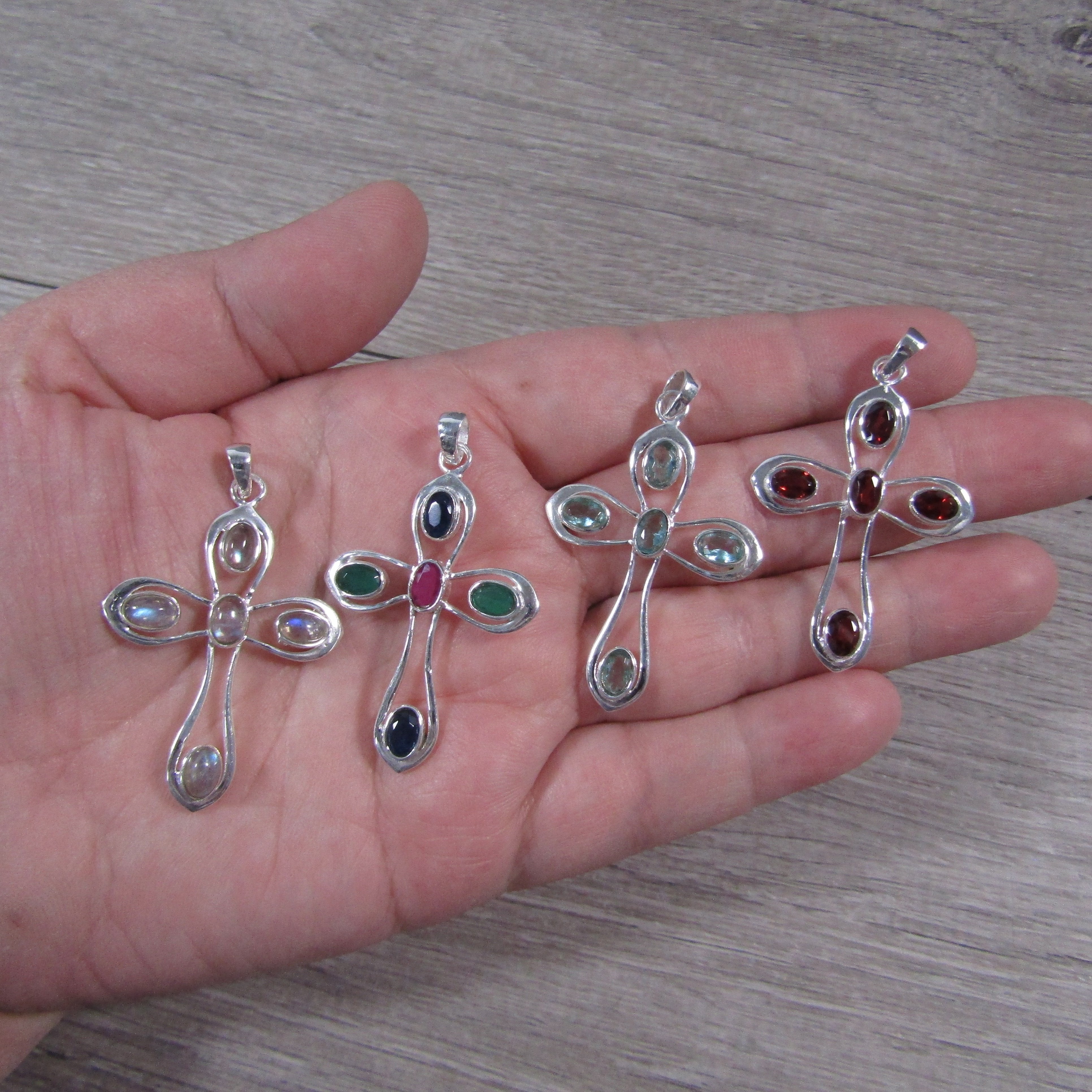 simple gemstone cross pendants