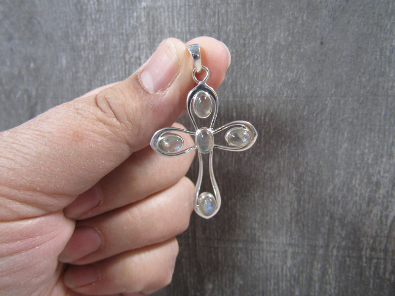 Sterling Silver Cross Pendant with Accent Stones