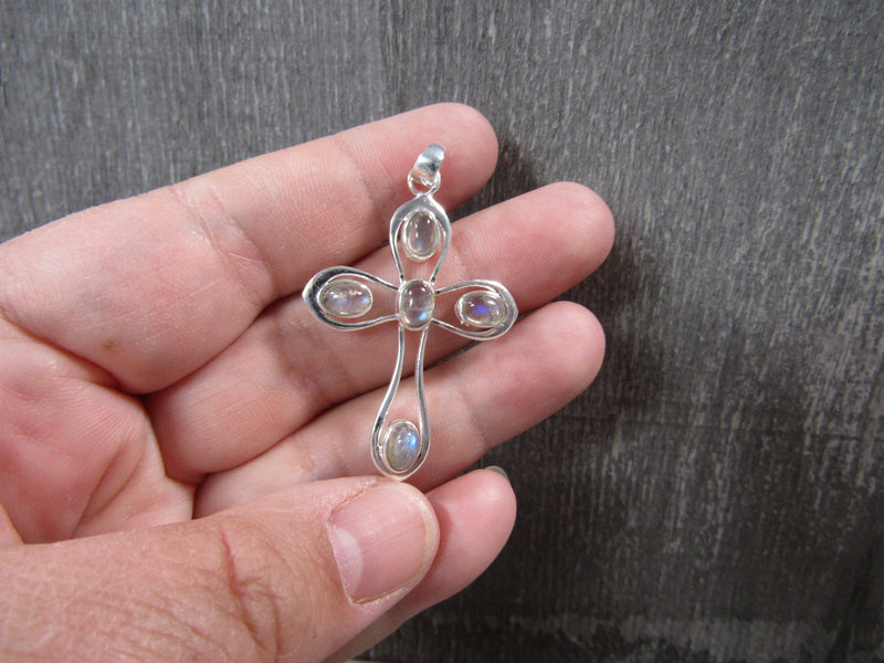 Sterling Silver Cross Pendant with Accent Stones