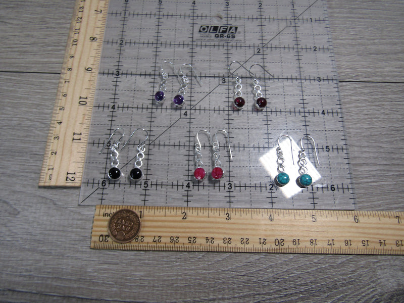 Sterling Silver Dangle Earring Pair -  Assorted Gemstones