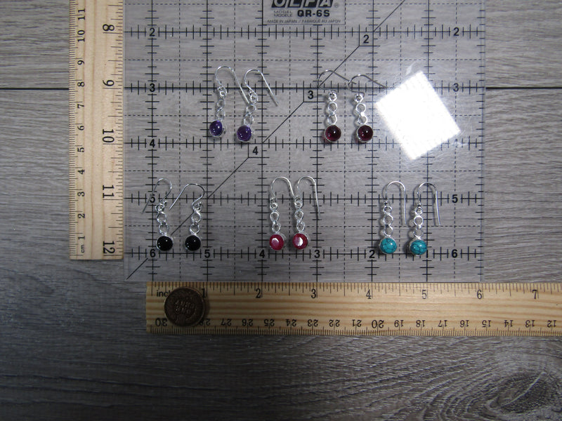 Sterling Silver Dangle Earring Pair -  Assorted Gemstones