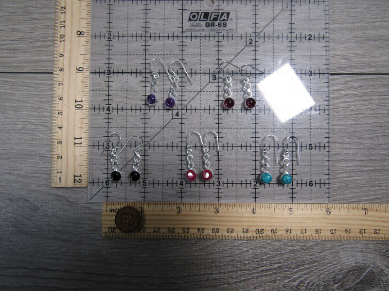 Sterling Silver Dangle Earring Pair -  Assorted Gemstones