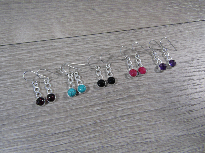 Sterling Silver Dangle Earring Pair -  Assorted Gemstones