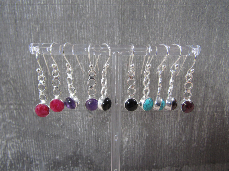 Sterling Silver Dangle Earring Pair -  Assorted Gemstones