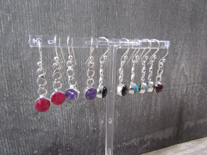 Sterling Silver Dangle Earring Pair -  Assorted Gemstones