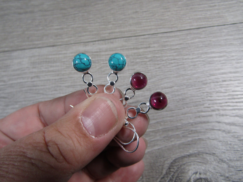 Sterling Silver Dangle Earring Pair -  Assorted Gemstones