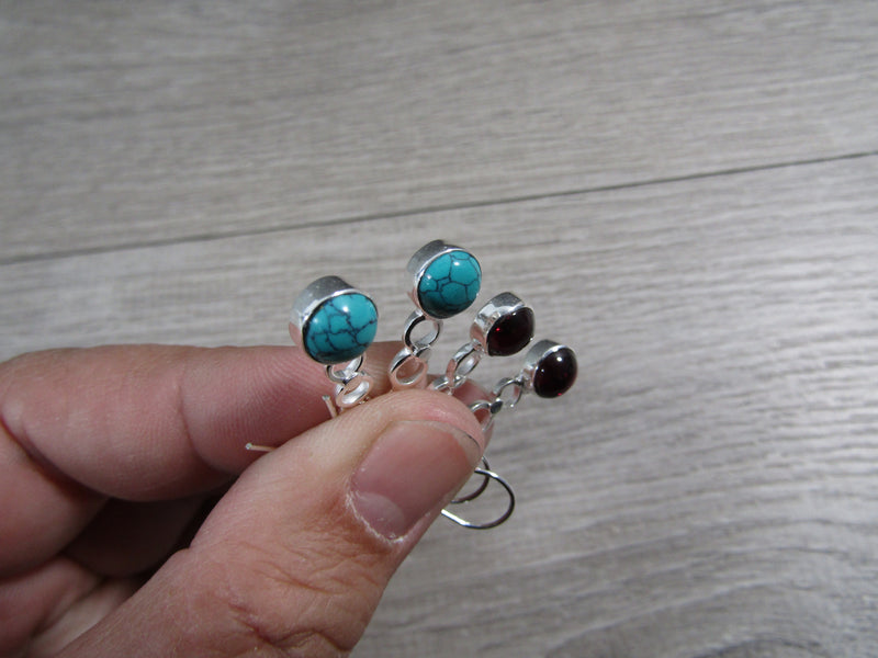 Sterling Silver Dangle Earring Pair -  Assorted Gemstones