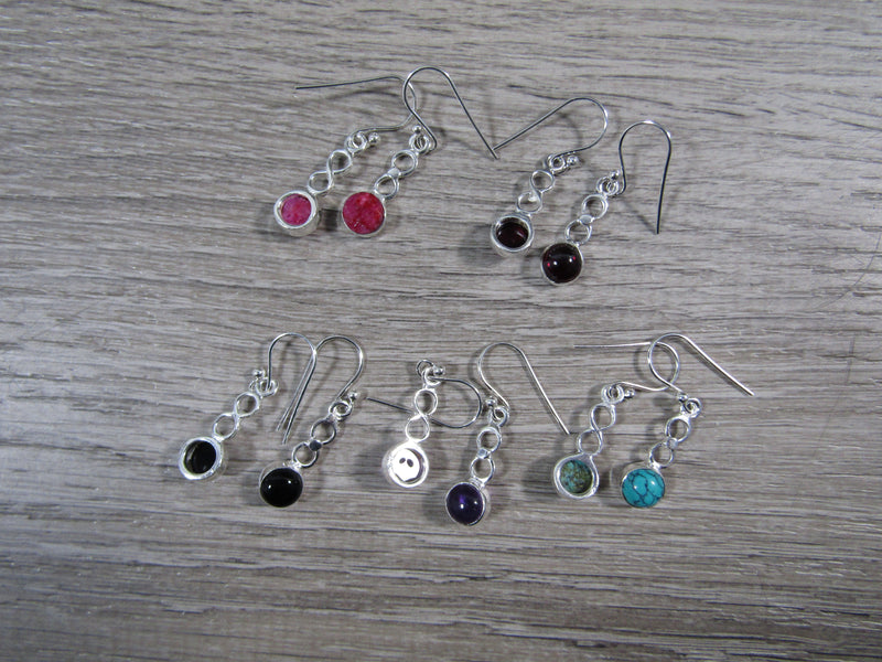 Sterling Silver Dangle Earring Pair -  Assorted Gemstones