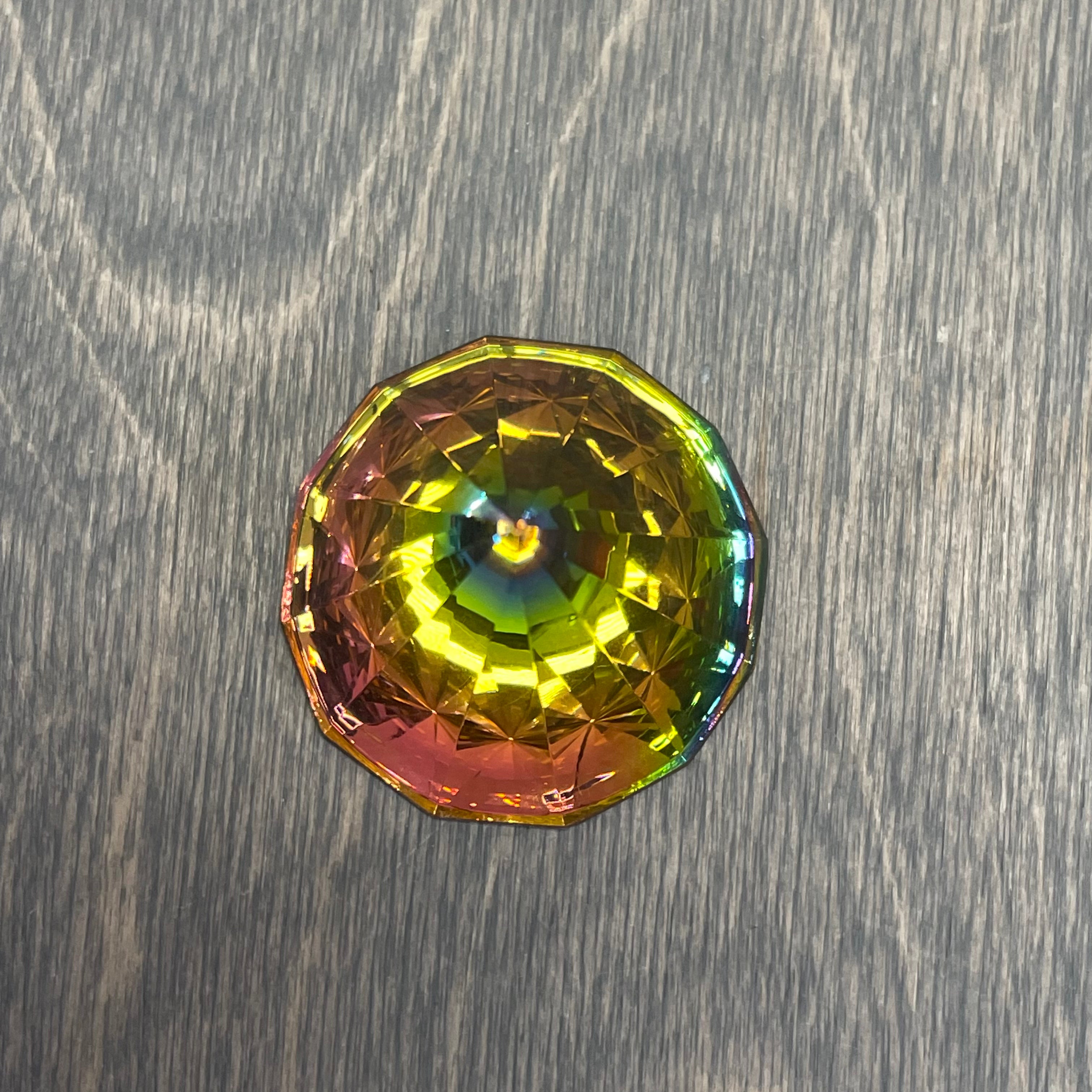 Multi Color AB 1.5 Inch Round Base Glass Pyramid