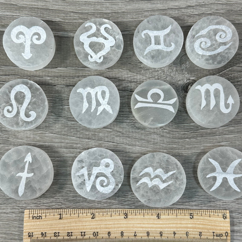 Zodiac Selenite 1.5” Disc