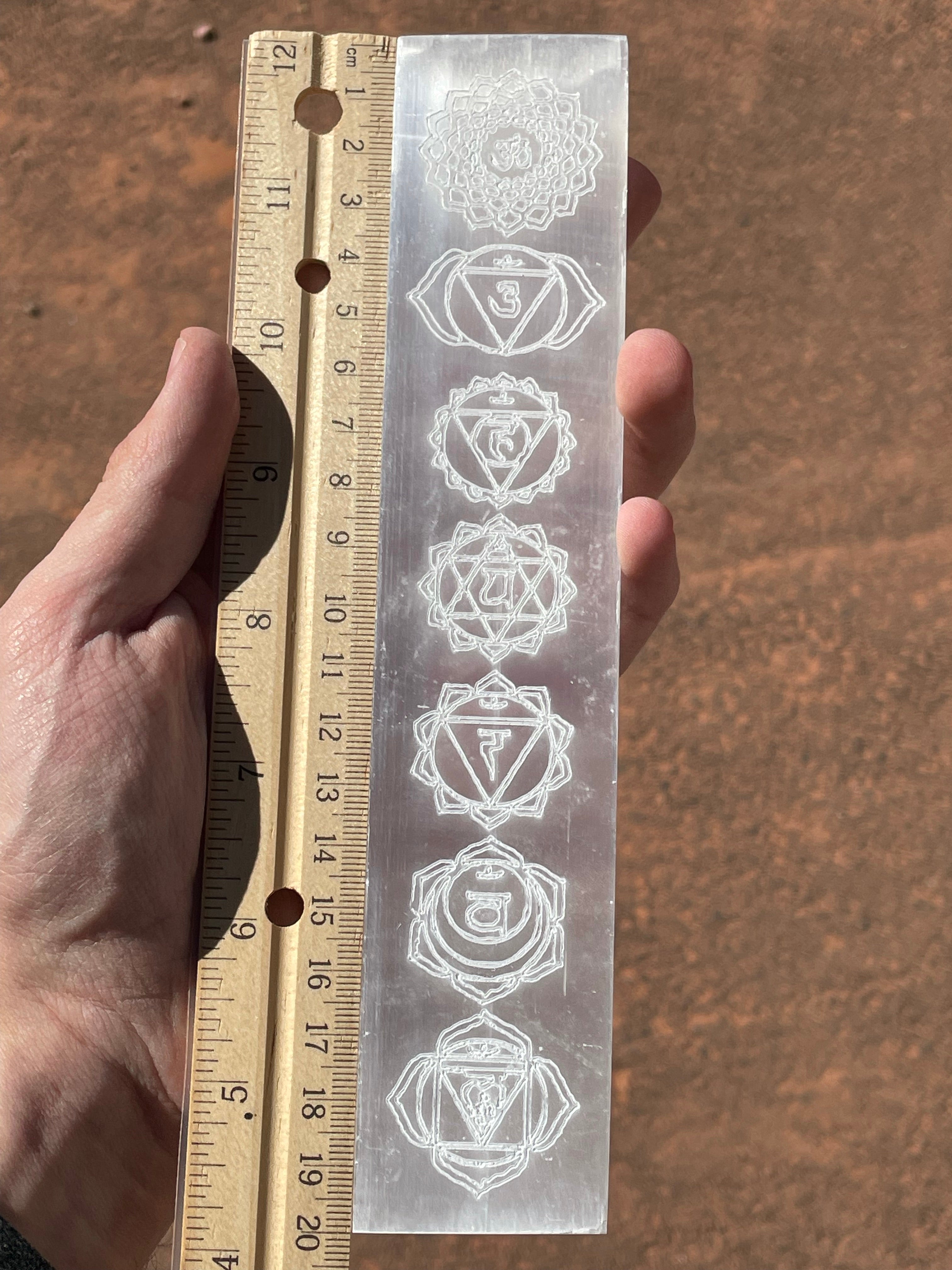 Chakra Affirmations Selenite Bar Plate