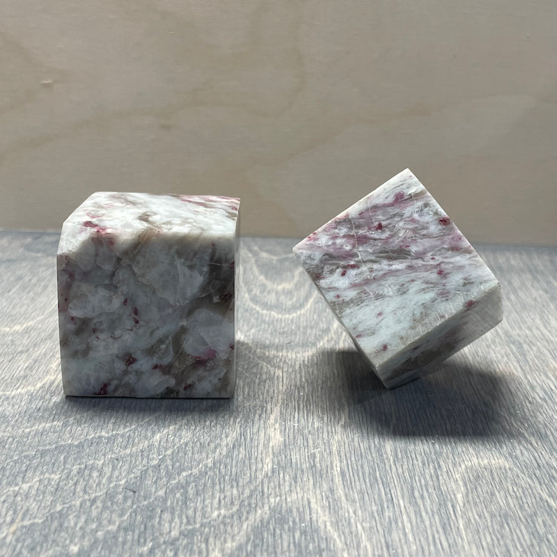 Pink Tourmaline Cut Edge Standing Cube