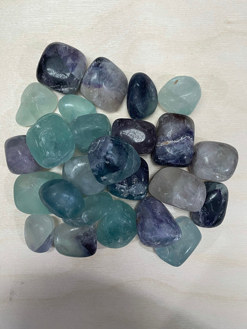 Fluorite Blue Purple Semi Polished  Tumbled 1 Lb