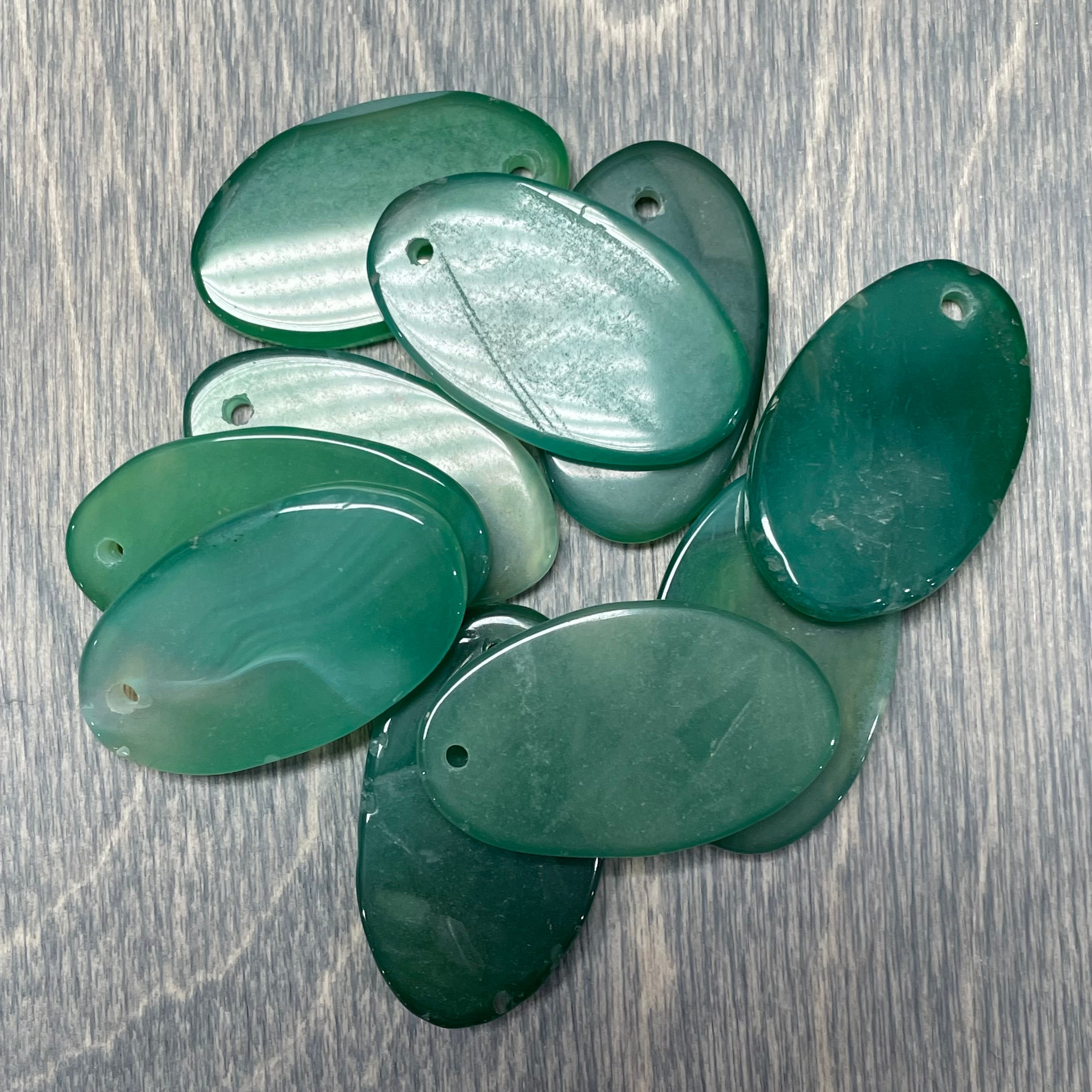 Green Agate Pendant Set of 10