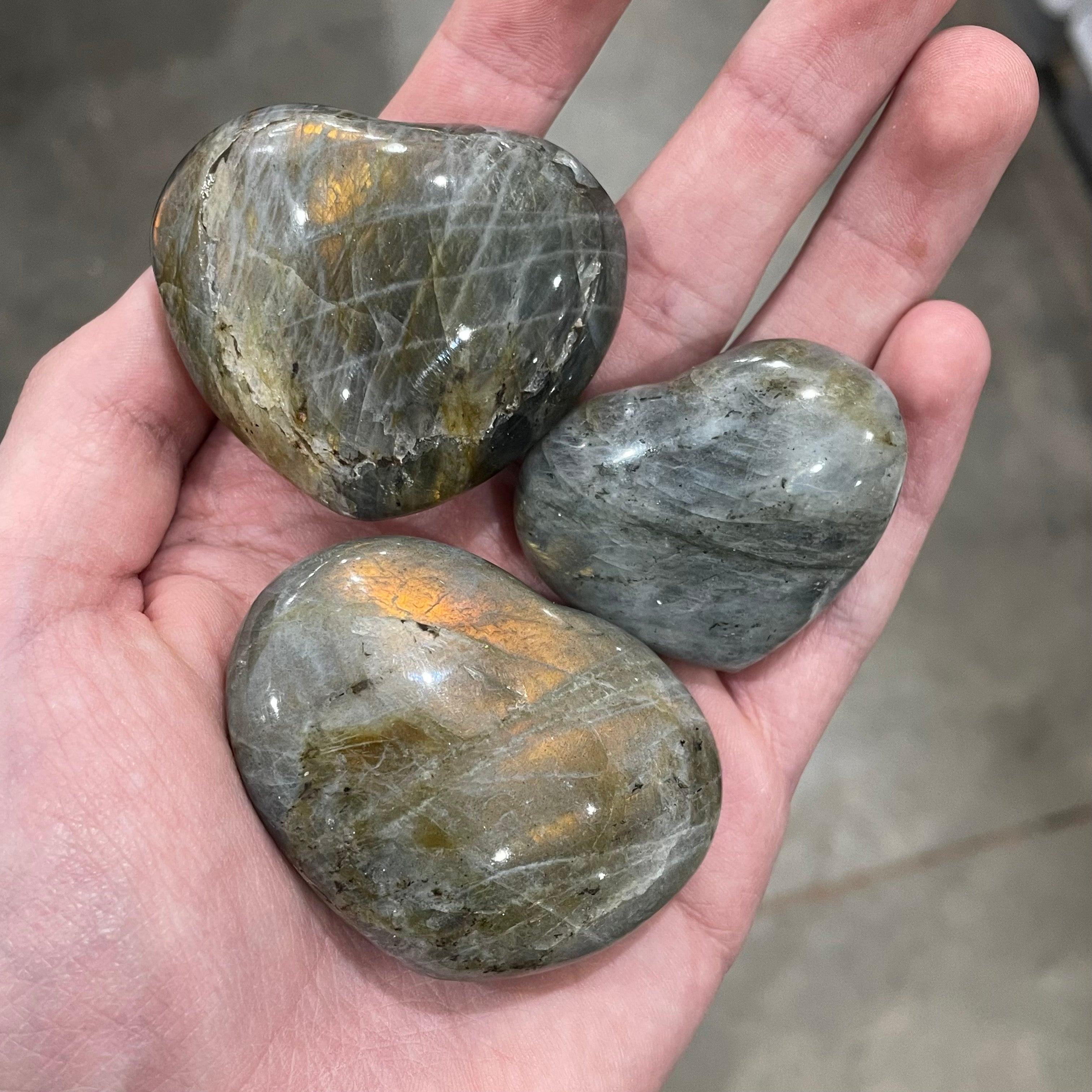 Sunshine Golden Labradorite Hearts